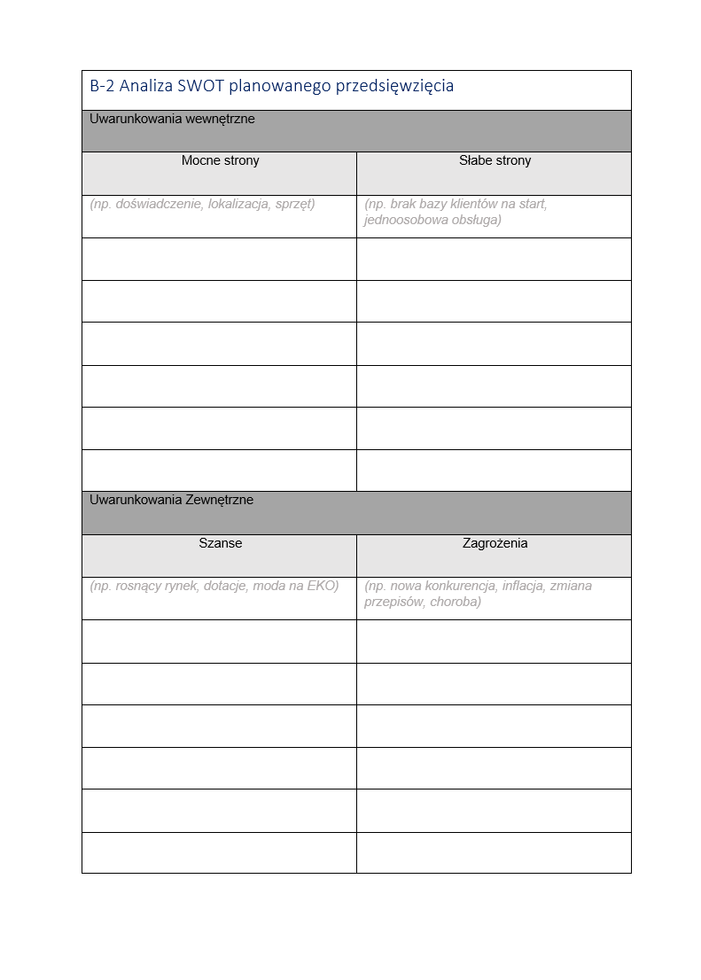 Generator Biznesplanu 2.0 (System Excel + Wzór Wniosku)